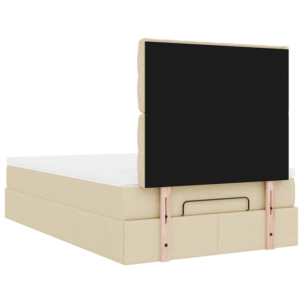 Struttura Letto Pouf con Materasso Crema 120x200 cm in Tessuto | homemem39