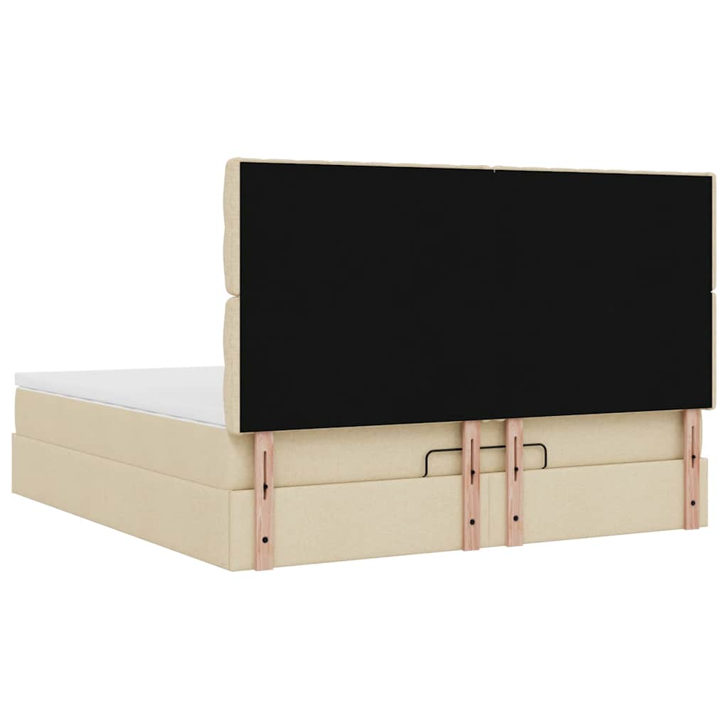 Struttura Letto Pouf con Materasso Crema 180x200 cm in Tessuto | homemem39