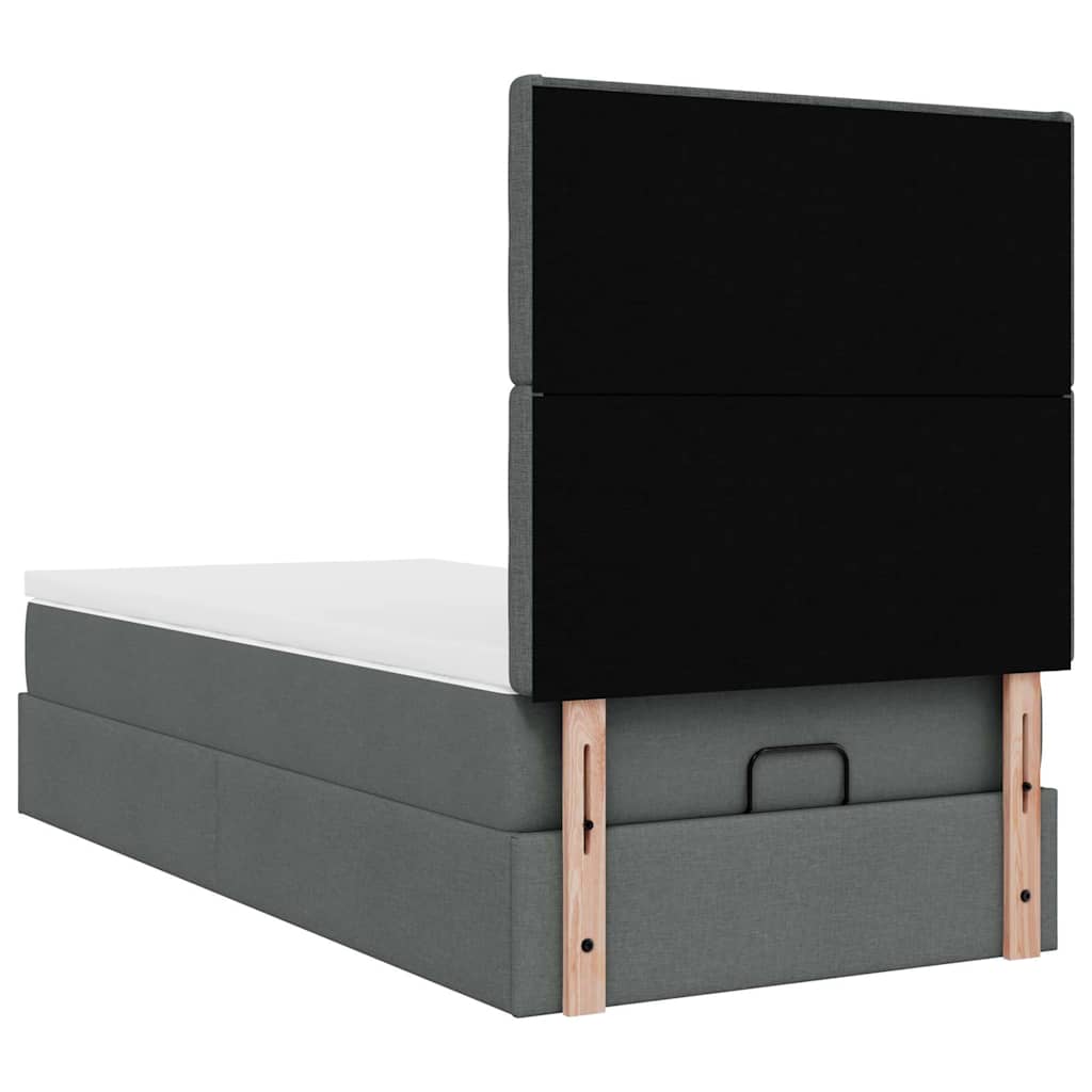 Pouf Letto con Materasso Grigio Scuro 90x200 cm in Tessuto | homemem39