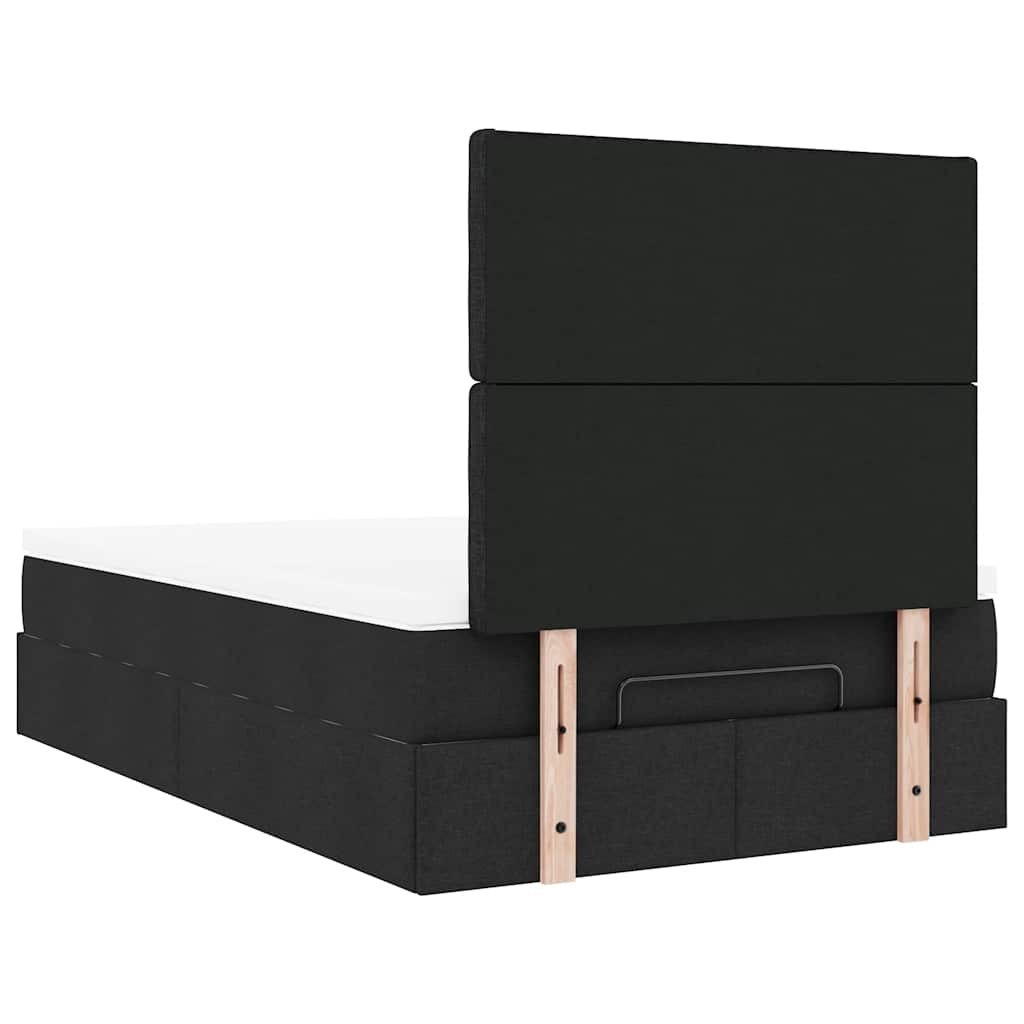 Struttura Letto Pouf con Materasso Nero 120x190 cm in Tessuto | homemem39