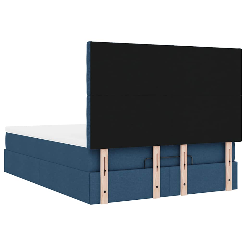 Struttura Letto Pouf con Materasso Blu 140x190 cm in Tessuto | homemem39