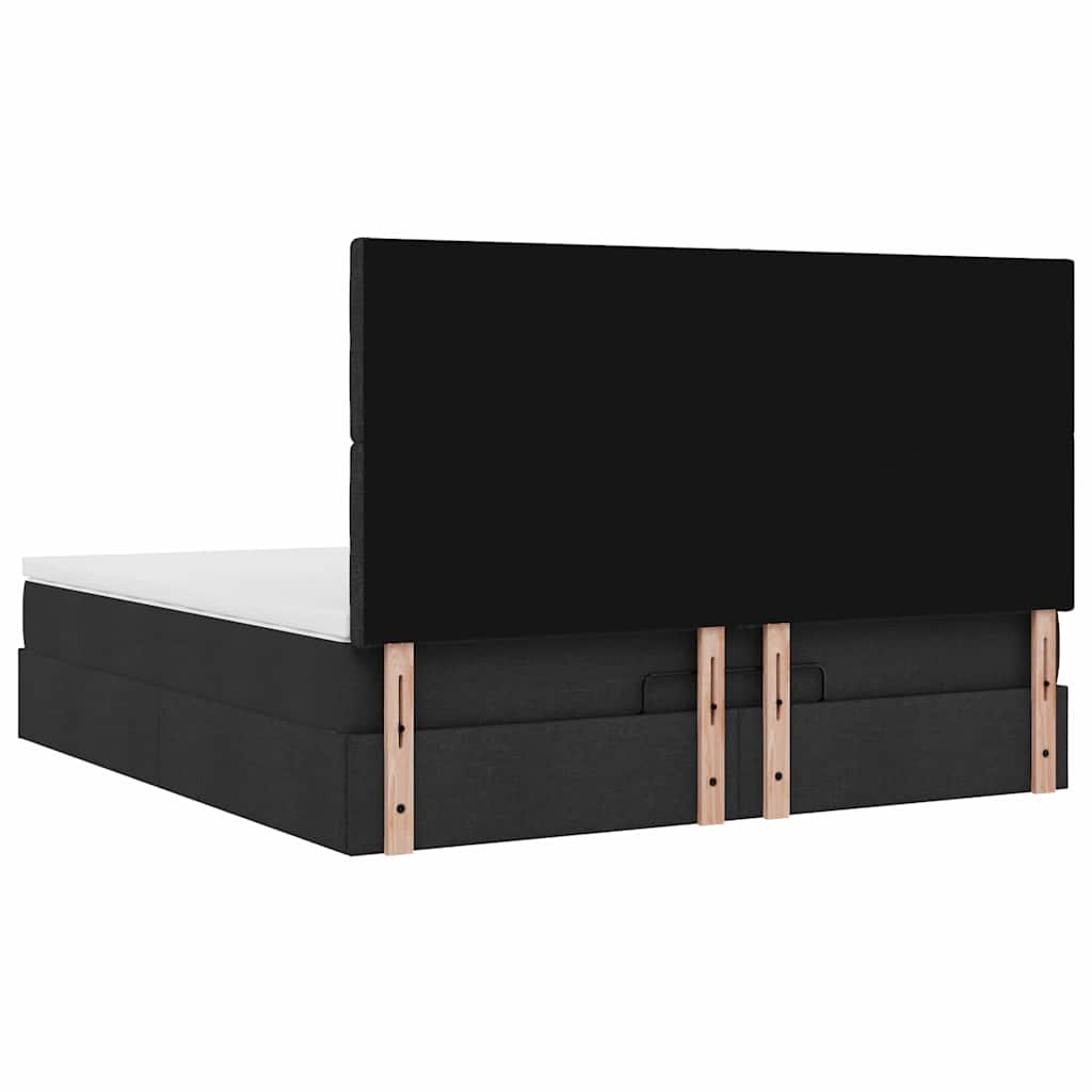 Struttura Letto Pouf con Materasso Nero 180x200 cm in Tessuto | homemem39