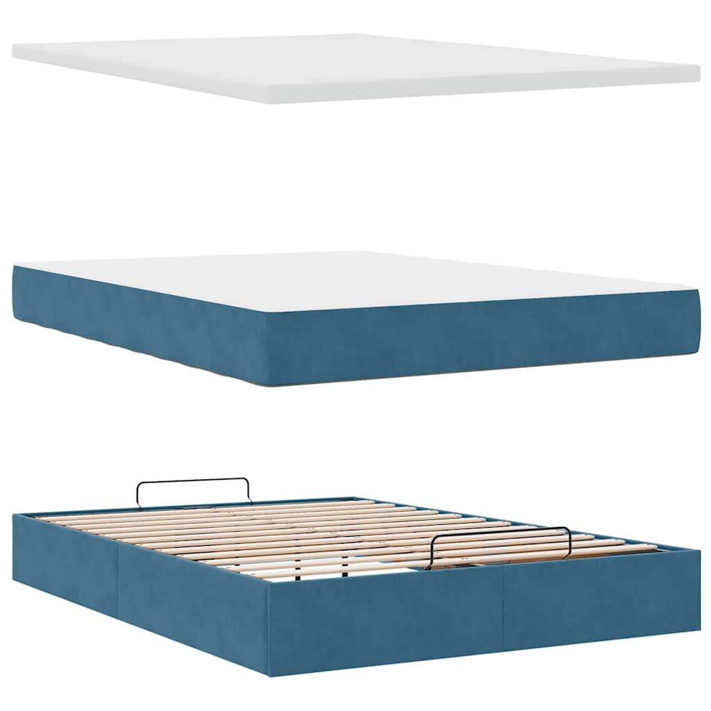 Struttura Letto Pouf con Materassi 140x190 cm in Velluto | homemem39