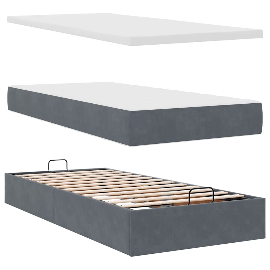 Struttura Letto Pouf con Materassi 90x190 cm in Velluto | homemem39