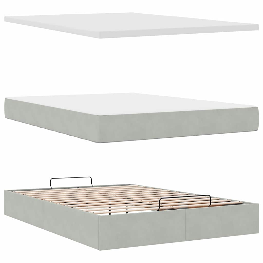Struttura Letto Pouf con Materassi 140x200 cm in Velluto | homemem39