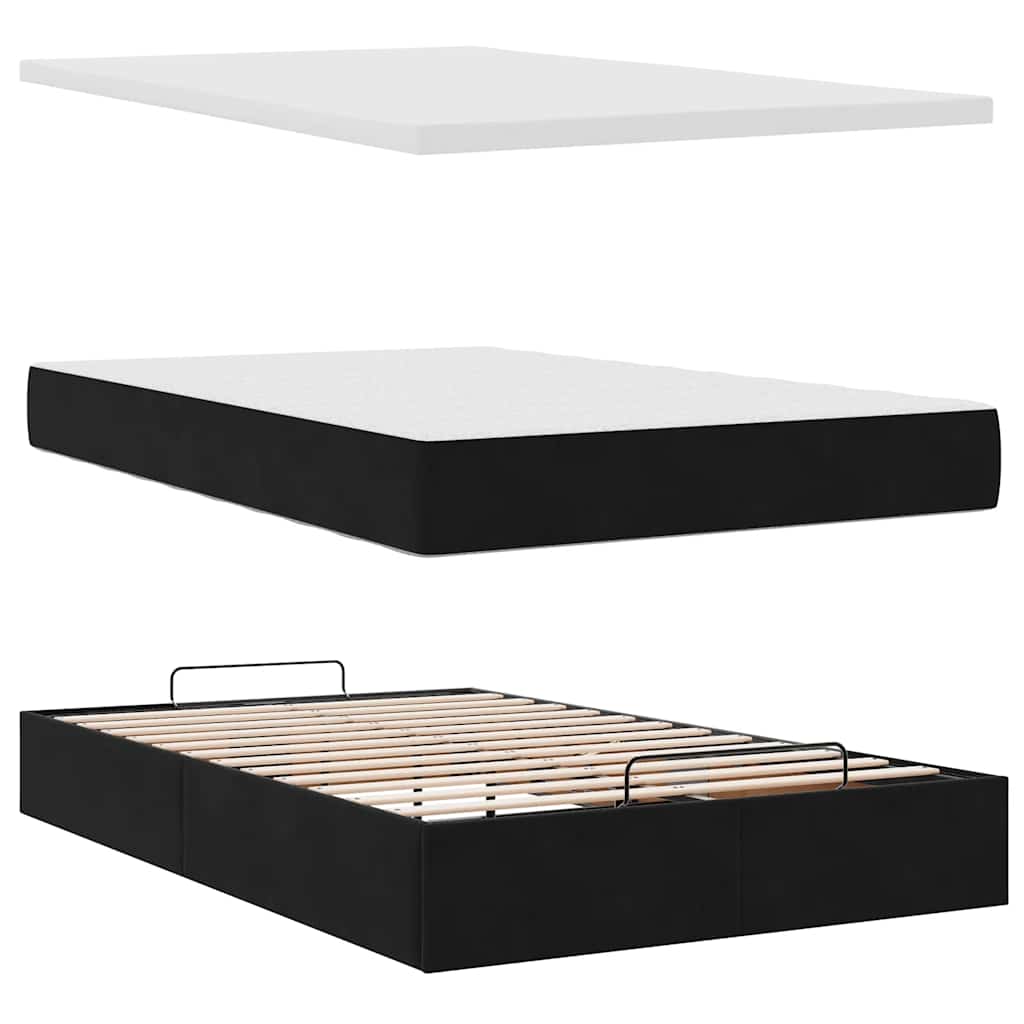 Struttura Letto Pouf con Materassi Nero 120x200 cm Velluto | homemem39