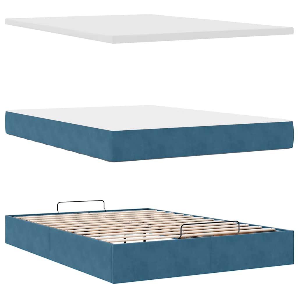 Struttura Letto Pouf con Materassi 140x190 cm in Velluto | homemem39