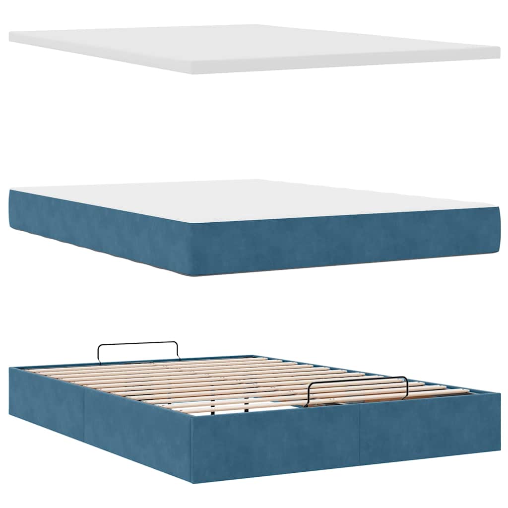 Struttura Letto Pouf con Materassi 140x190 cm in Velluto | homemem39