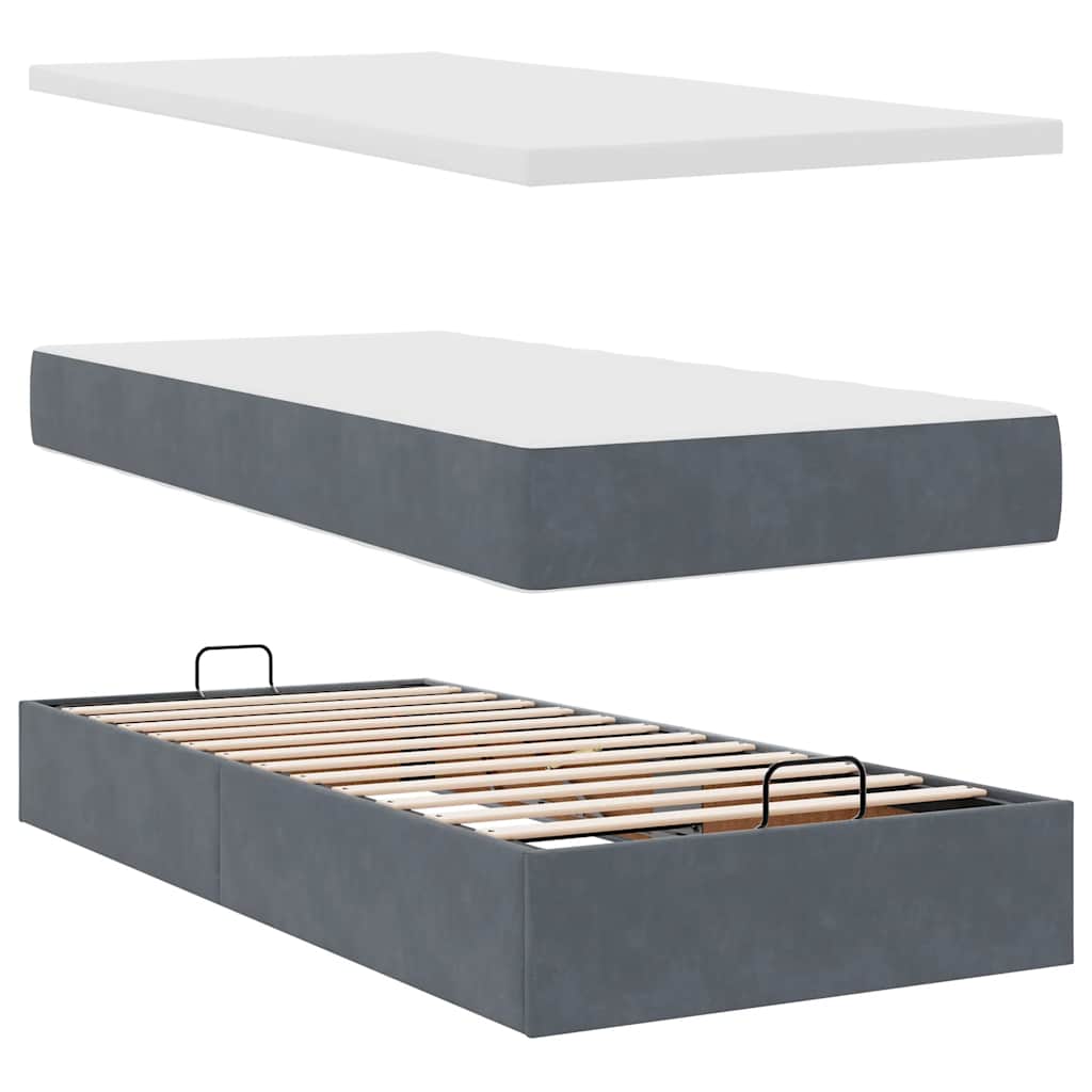 Struttura Letto Pouf con Materassi 160x200 cm in Velluto | homemem39