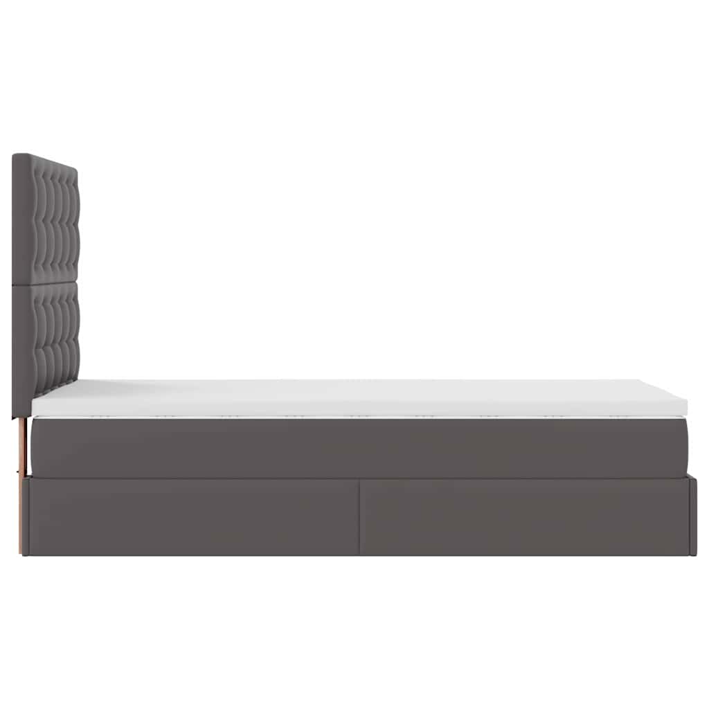 Struttura Letto Pouf con Materasso Grigio 100x200 cm Similpelle | homemem39