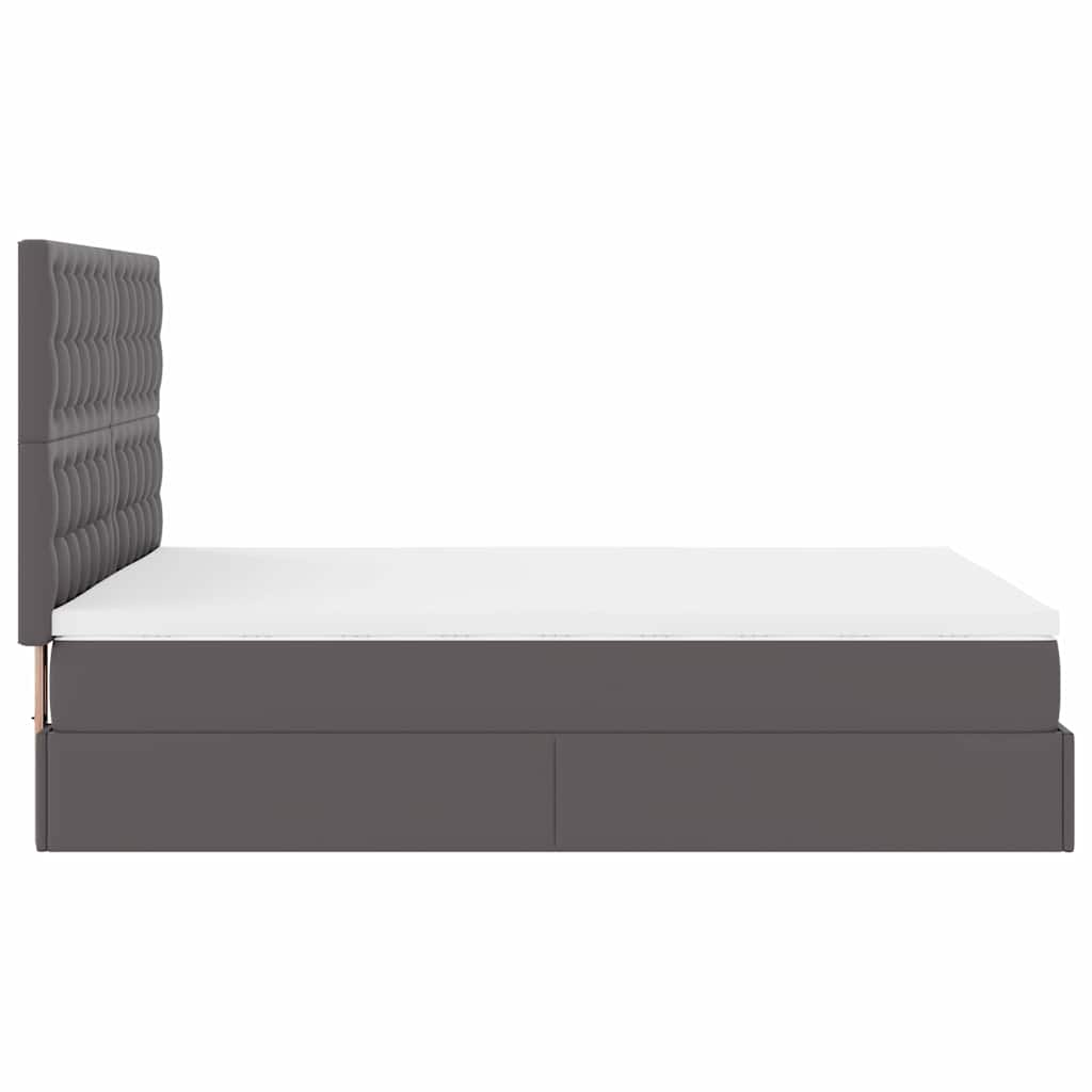 Struttura Letto Pouf con Materasso Grigio 140x190 cm Similpelle | homemem39