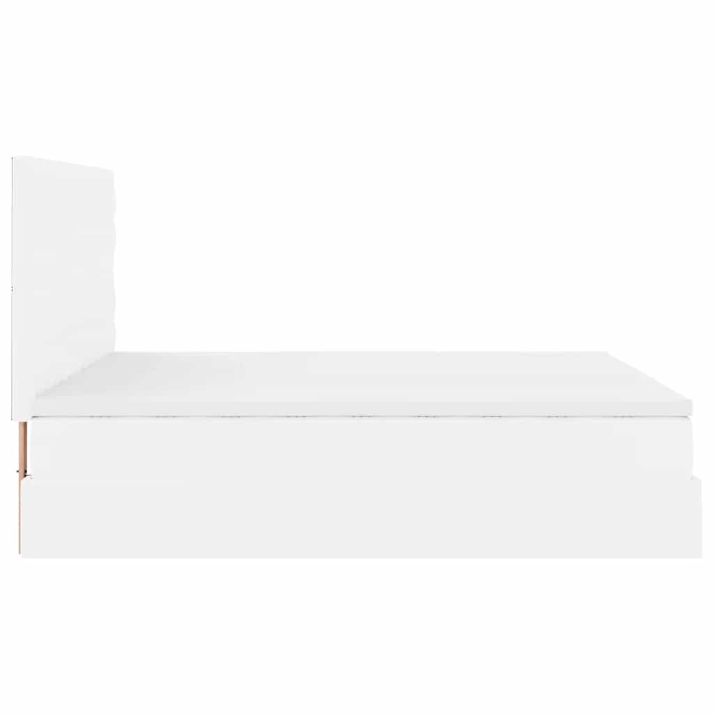 Struttura Letto Pouf con Materasso Bianco 180x200 cm Similpelle | homemem39