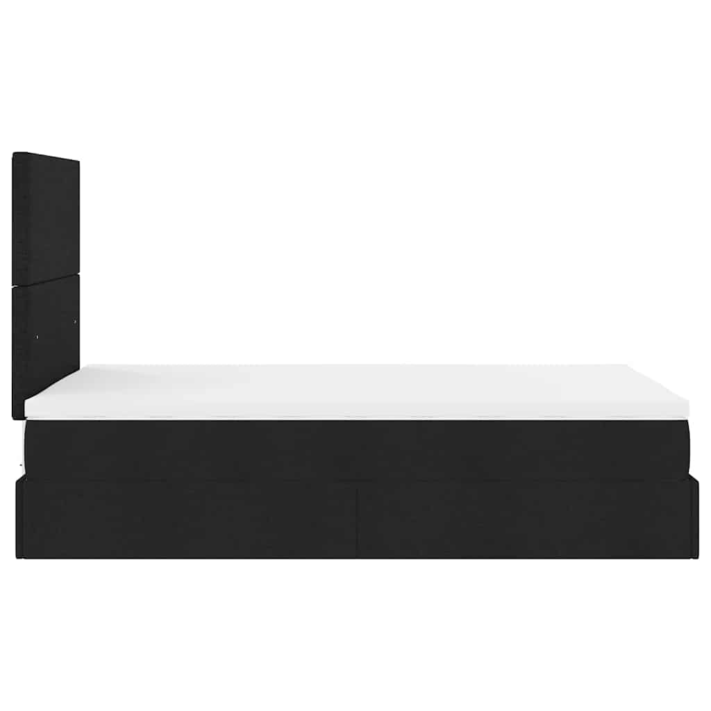 Struttura Letto Pouf con Materasso Nero 120x190 cm in Tessuto | homemem39