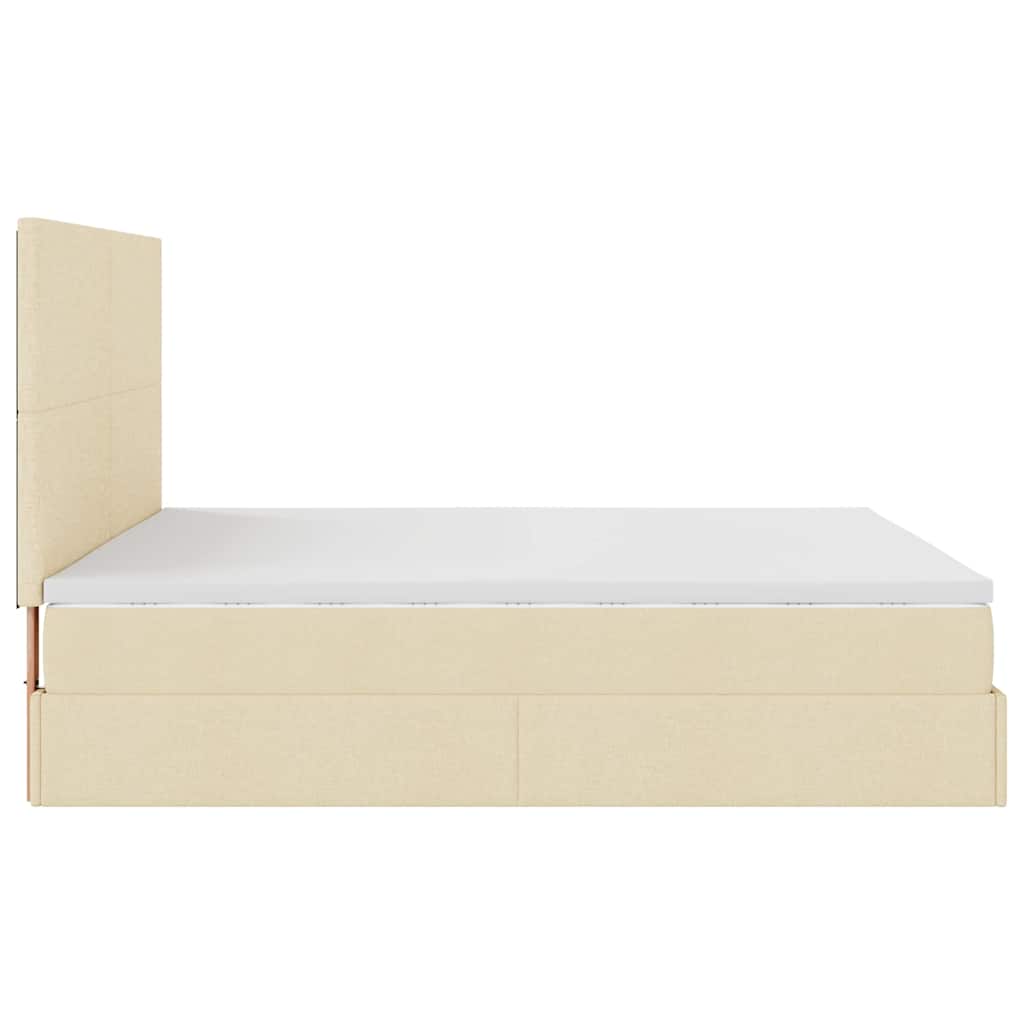 Struttura Letto Pouf con Materasso Crema 180x200 cm in Tessuto | homemem39