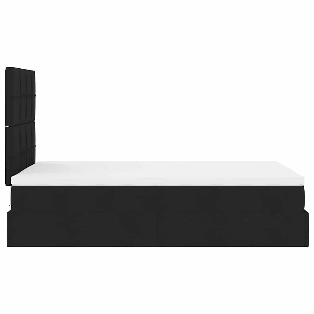 Struttura Letto Pouf con Materasso Nero 120x200 cm in Tessuto | homemem39