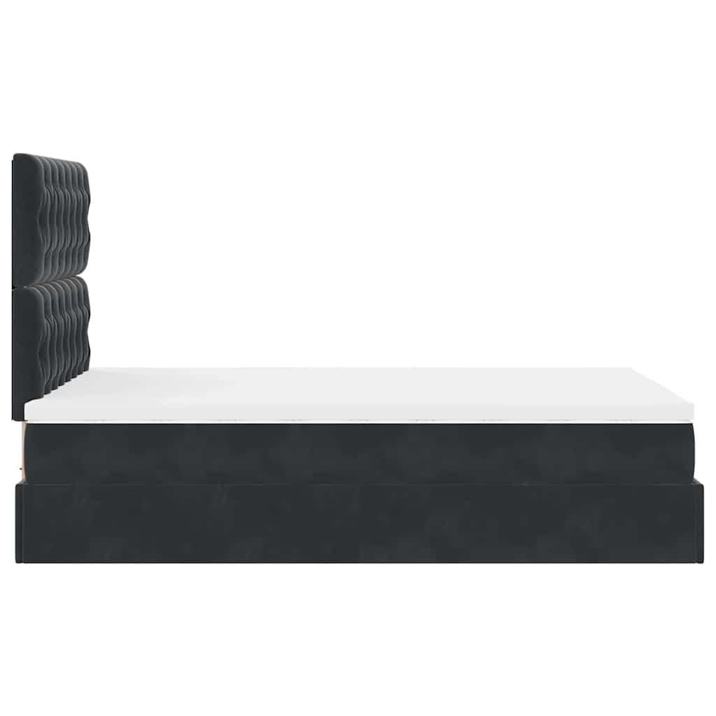 Struttura Letto Pouf con Materasso Nero 120x190 cm in Tessuto | homemem39