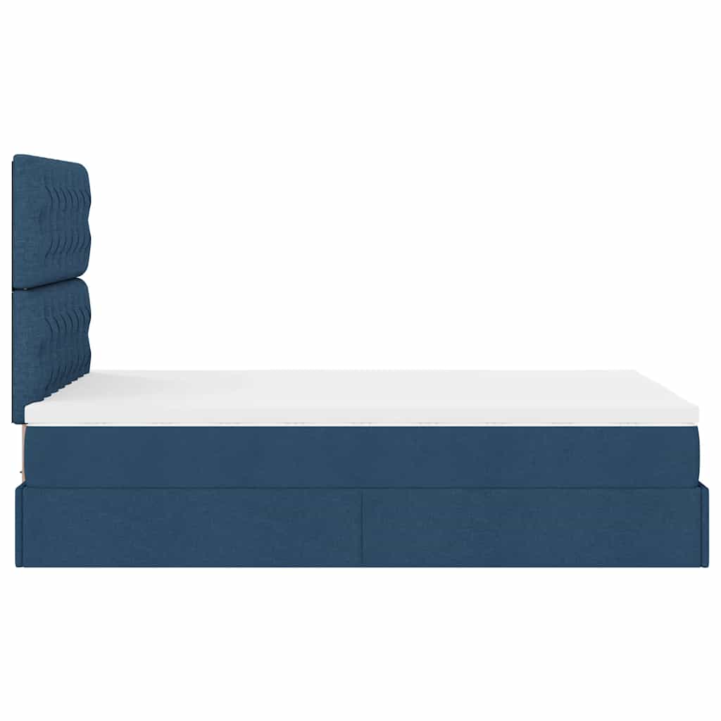 Struttura Letto Pouf con Materasso Blu 120x190 cm in Tessuto | homemem39