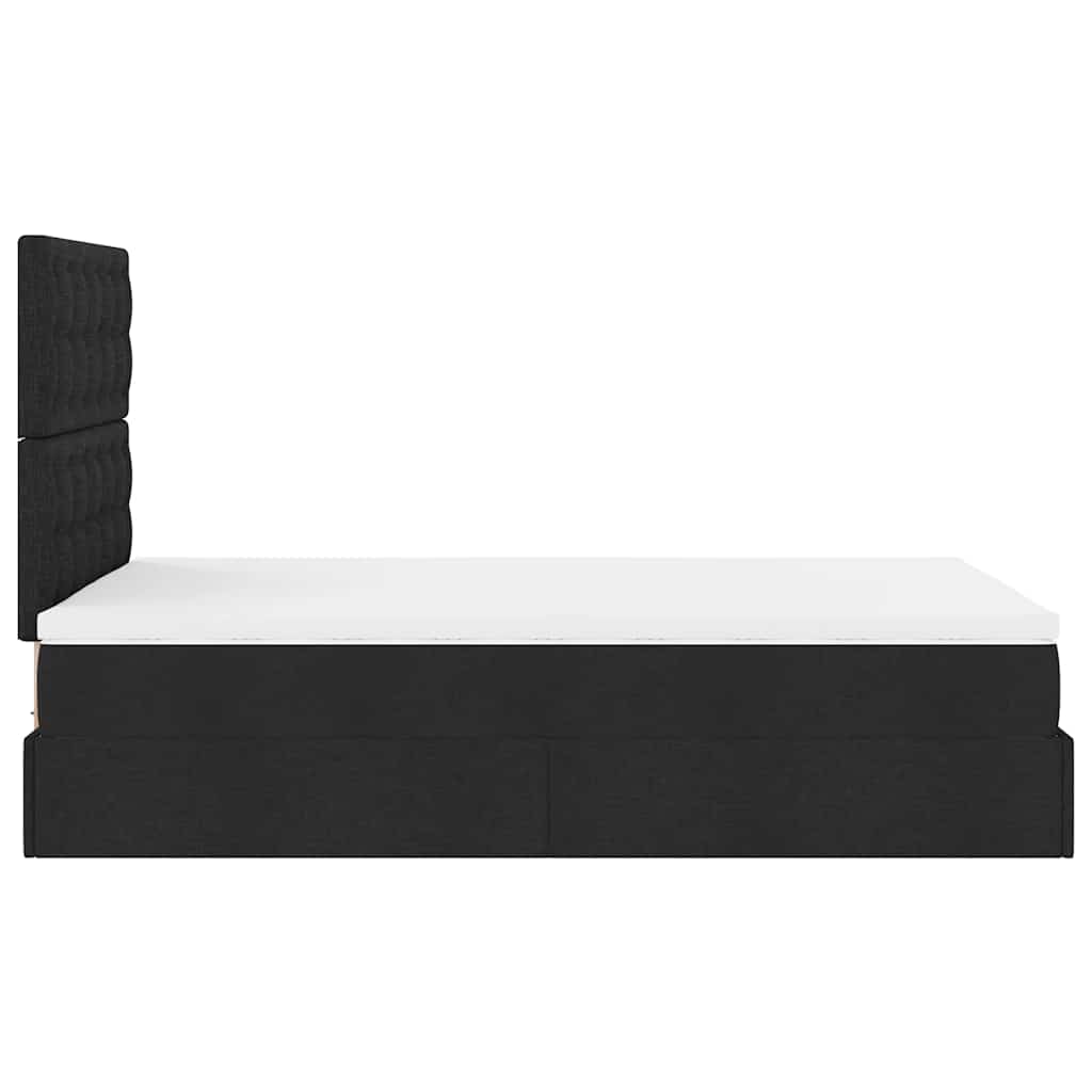 Struttura Letto Pouf con Materasso Nero 120x190 cm in Tessuto | homemem39