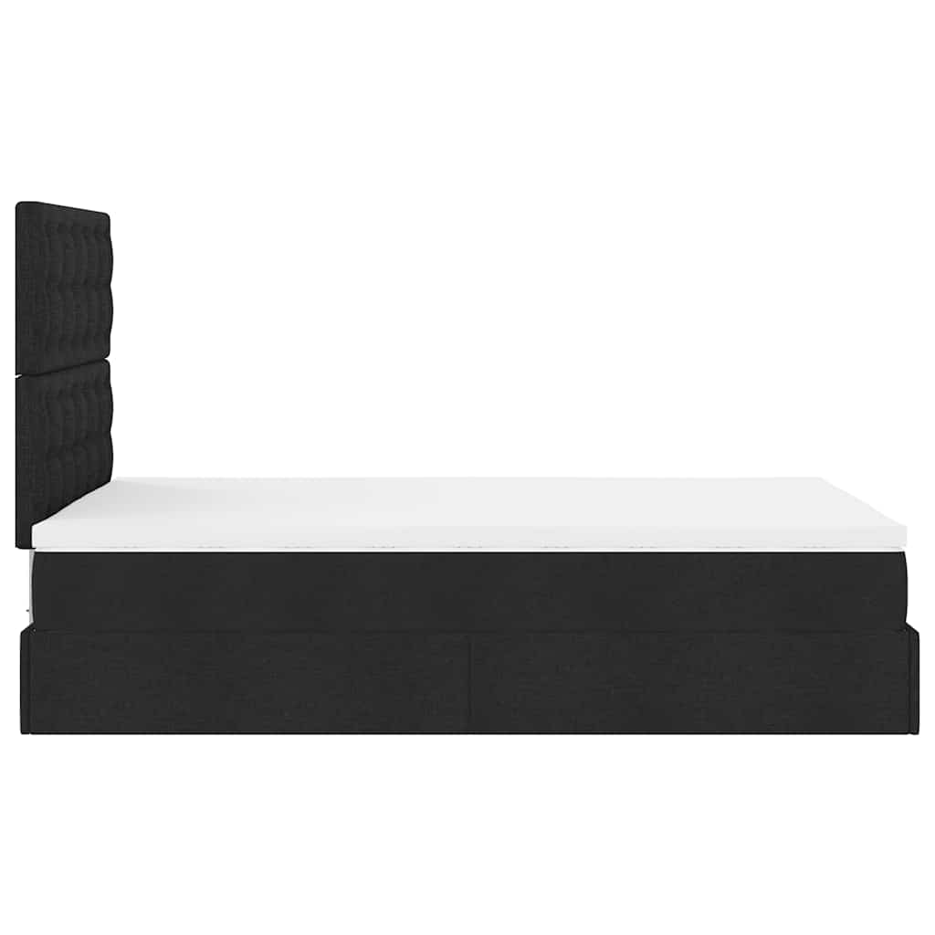 Struttura Letto Pouf con Materasso Nero 120x200 cm in Tessuto | homemem39