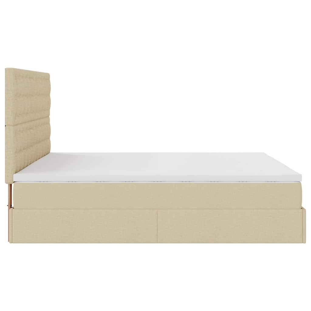 Struttura Letto Pouf con Materassi Crema 200x200 cm in Tessuto | homemem39