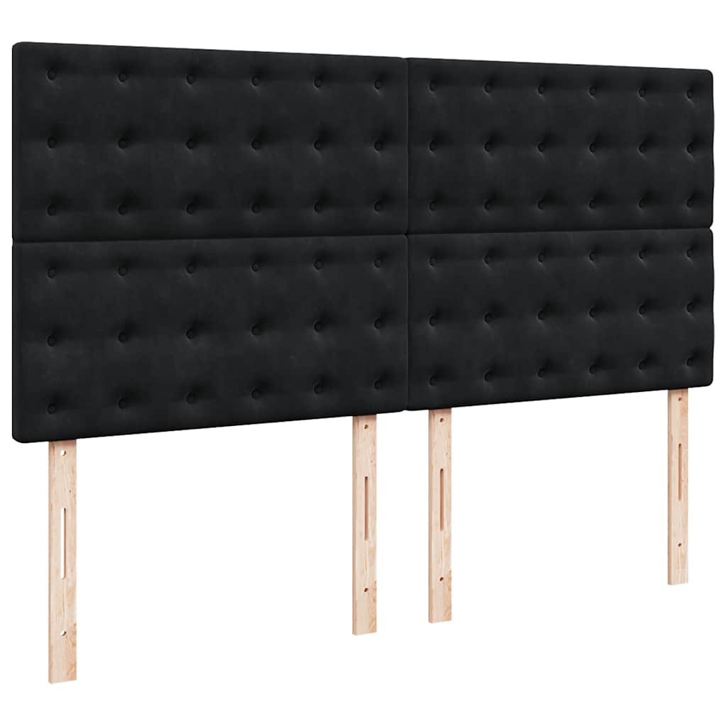 Struttura Letto Pouf con Materassi Nero 180x200 cm in Velluto | homemem39