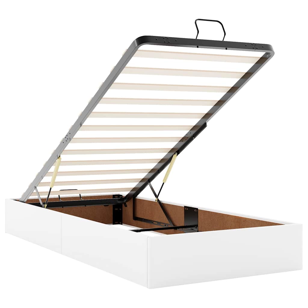 Pouf Letto con Materassi e LED Bianco Puro 160x200cm Similpelle