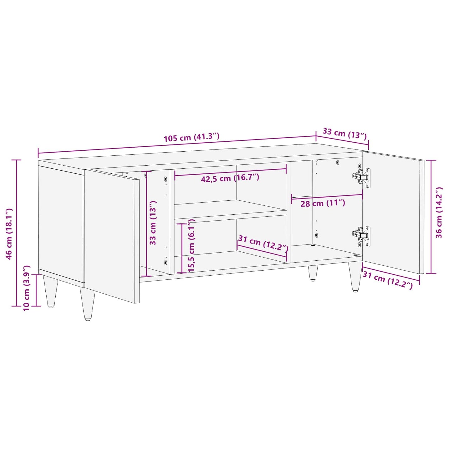 Armadi di Stoccaggio con porta Multicolore 105 x 33,5 x 46 cm