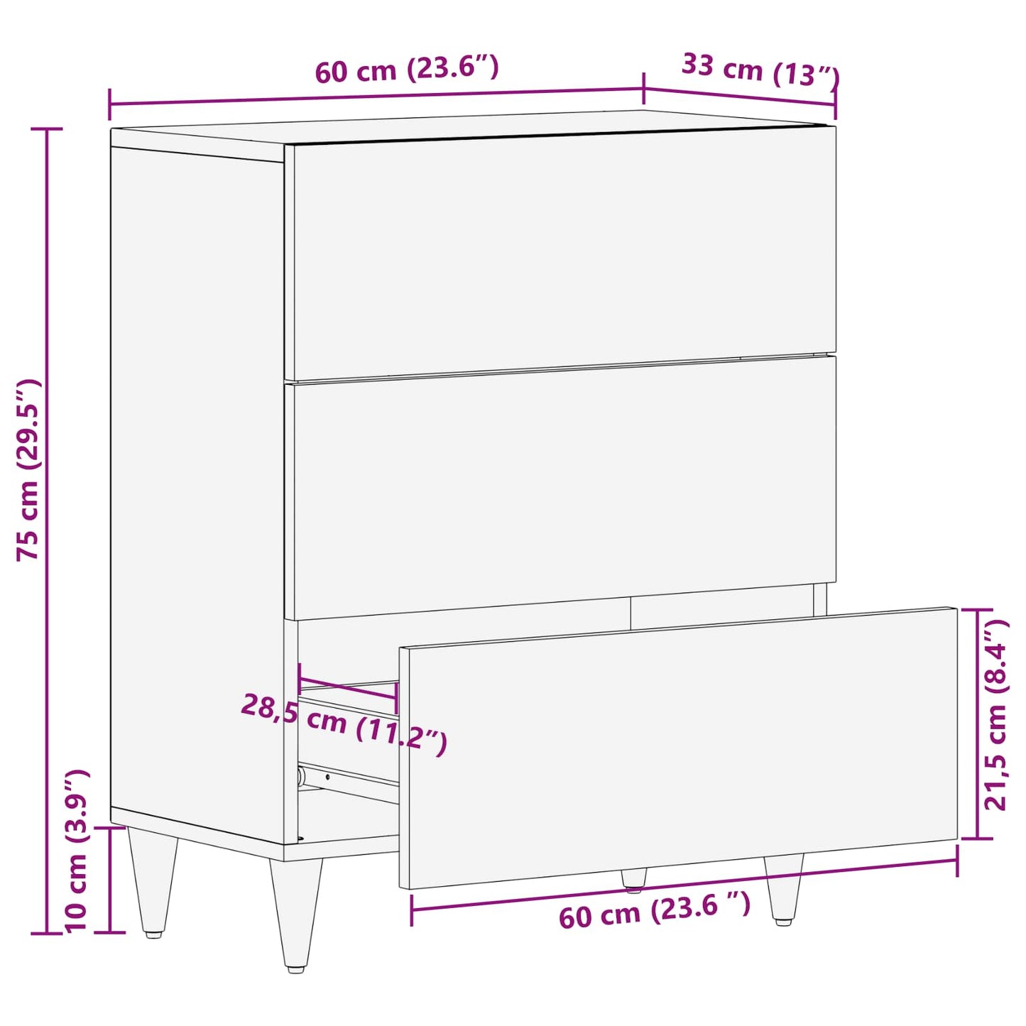 Armadi di Stoccaggio Multicolore 60 x 33,5 x 75 cm