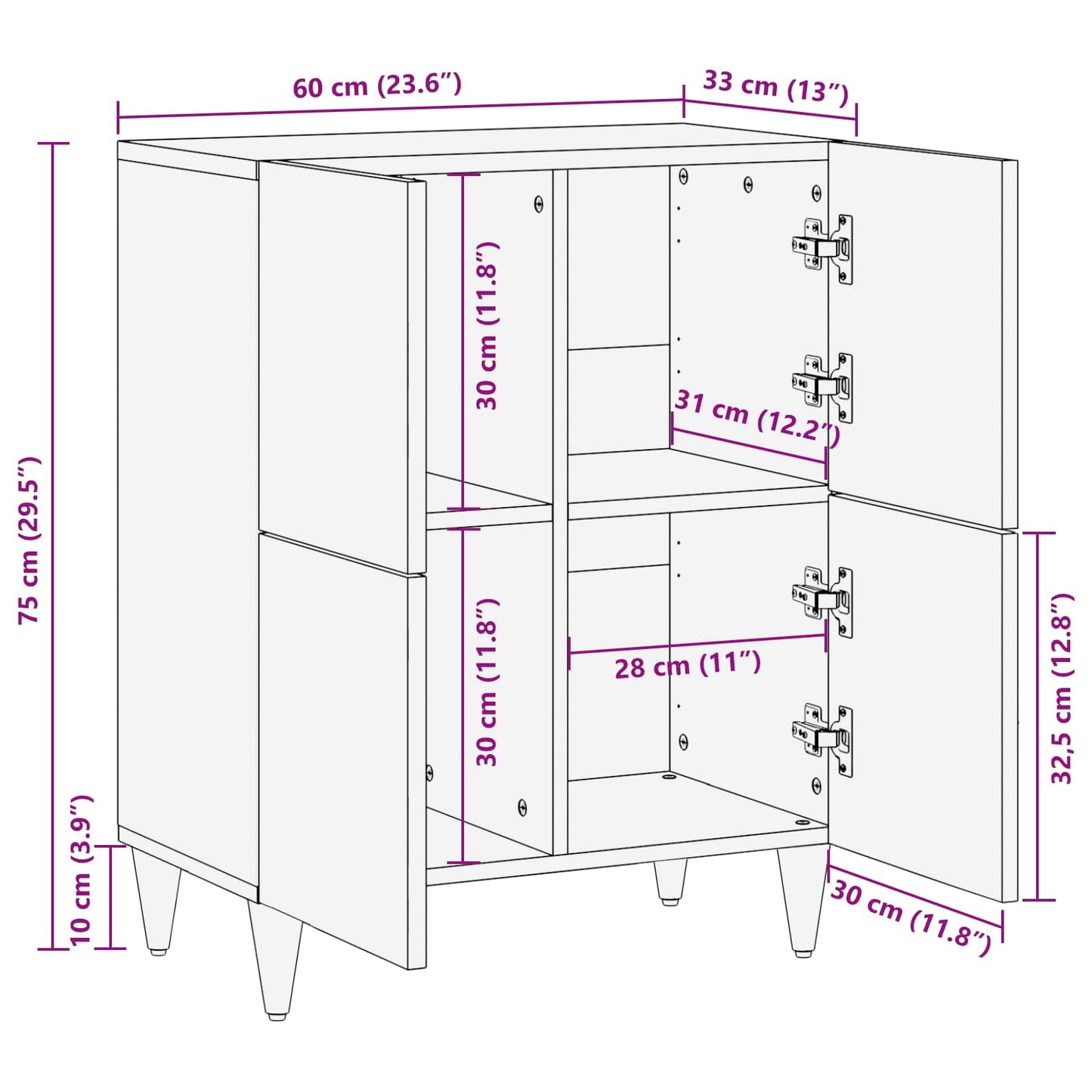 Armadi di Stoccaggio con porta Multicolore 60 x 33,5 x 75 cm | homemem39