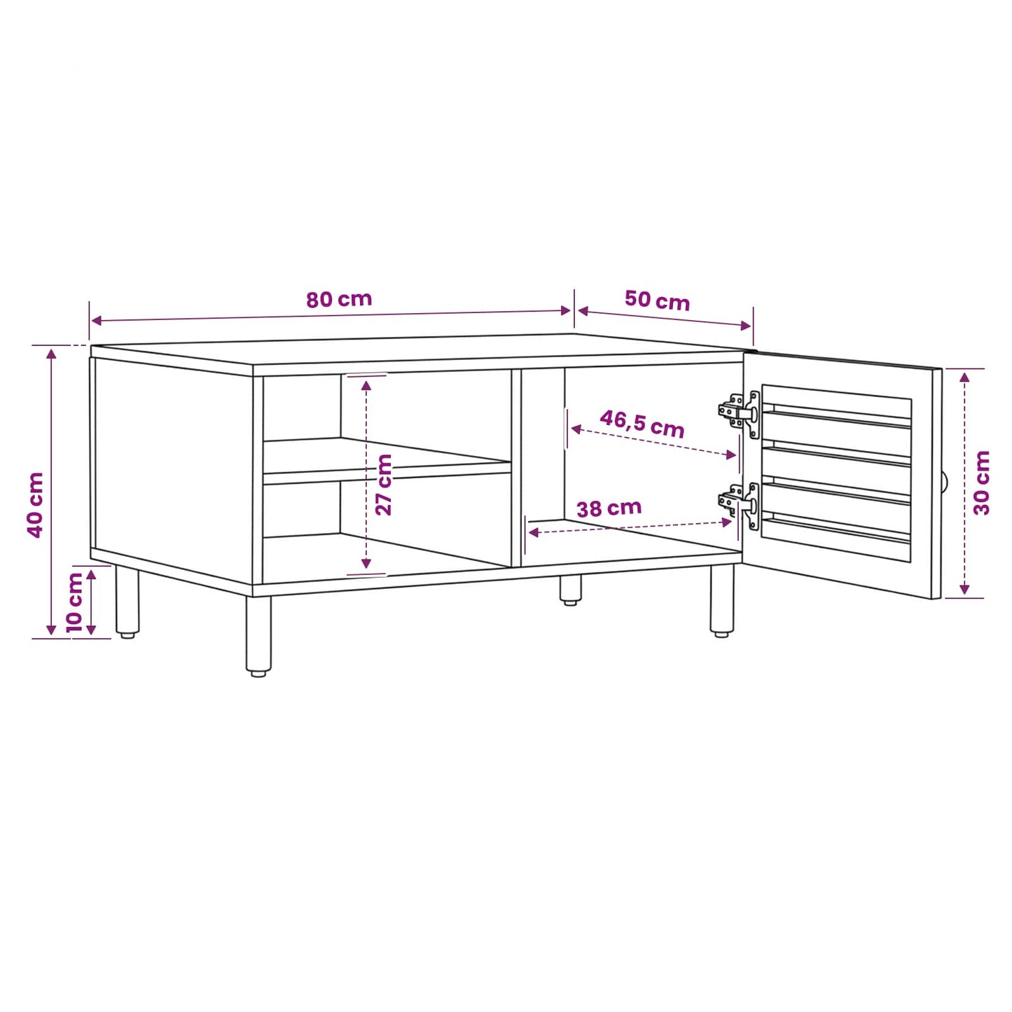Tavolino da salotto Naturale 80 x 50 x 40 cm | homemem39