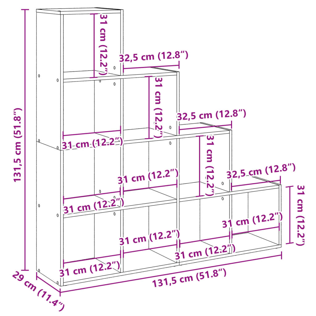 Libreria Divisorio 4 Ripiani Bianca 131,5x29x131,5cm Truciolato | homemem39