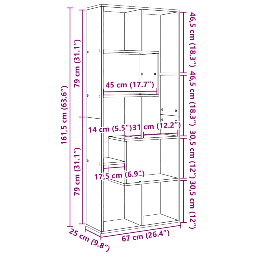 Libreria Divisorio Bianca 67x25x161,5 cm in Truciolato | homemem39