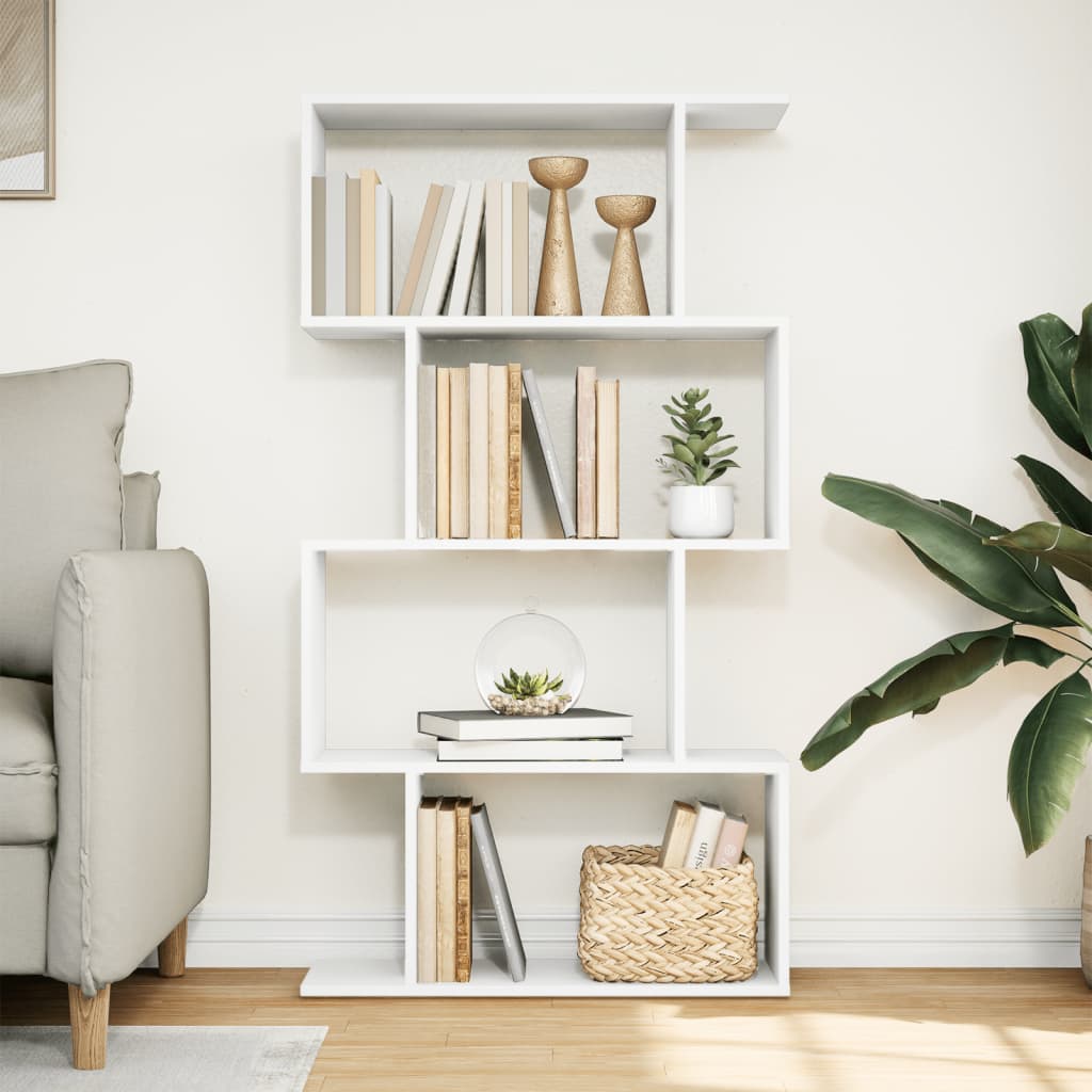 Libreria divisoria a 4 ripiani bianca 70x24x129 cm in legno ingegnerizzato | homemem39