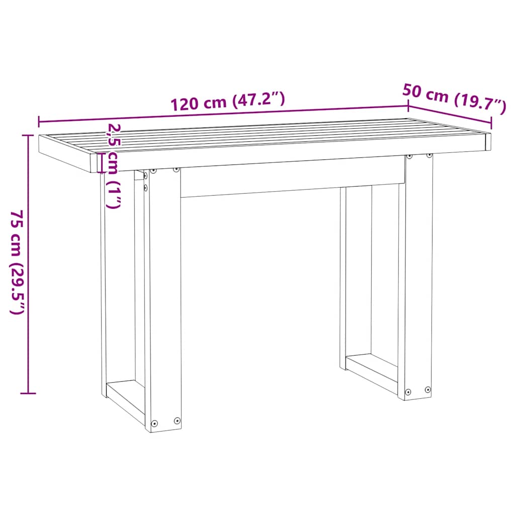 Scrivania NOAIN Gambe a Forma di U 120x50x75 cm Legno Massello - homemem39