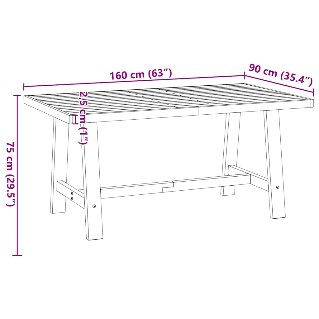 Tavolo Pranzo NOAIN Gambe a Forma A 160x90x75 cm Legno Massello - homemem39