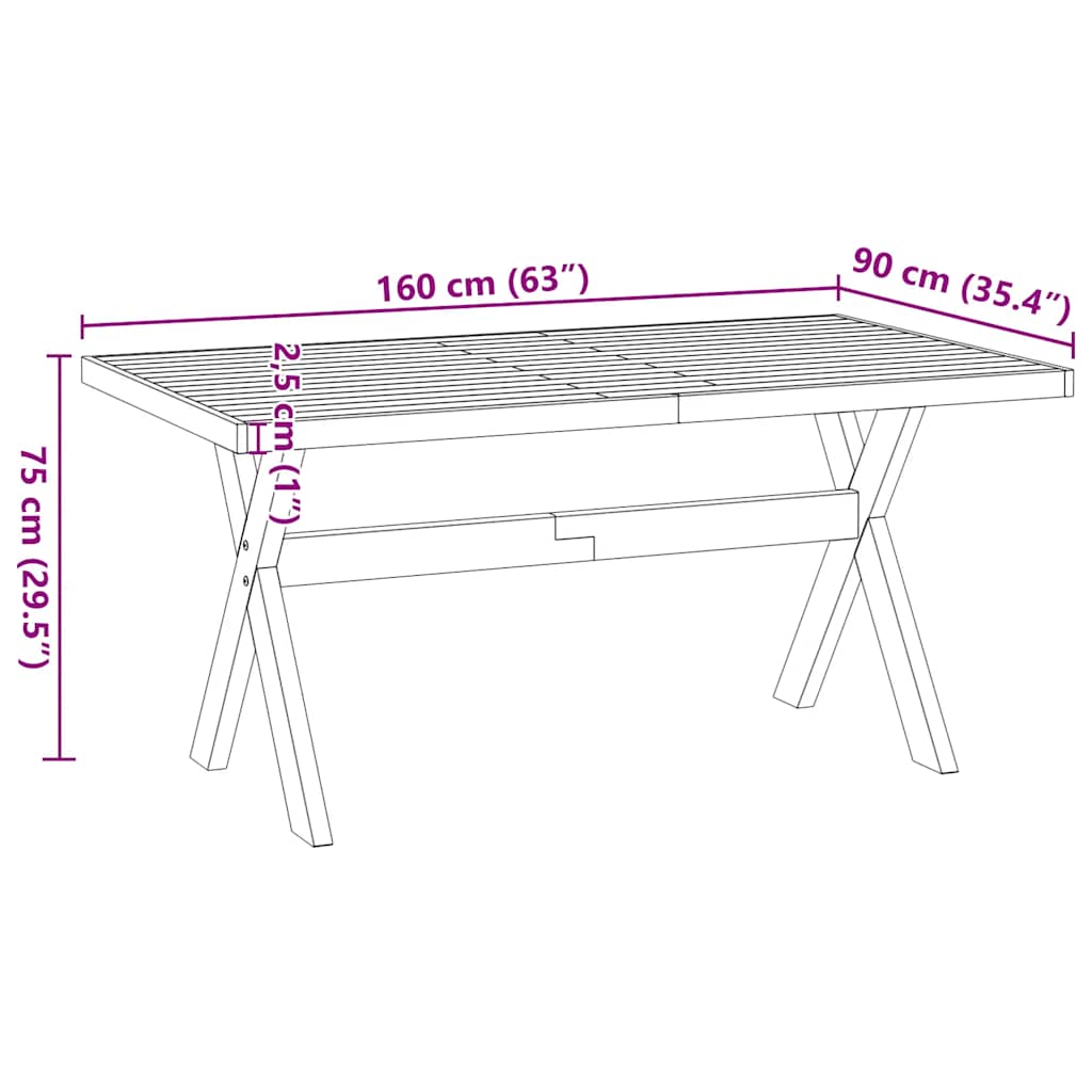 Tavolo Pranzo NOAIN Gambe a Forma X 160x90x75 cm Legno Massello - homemem39