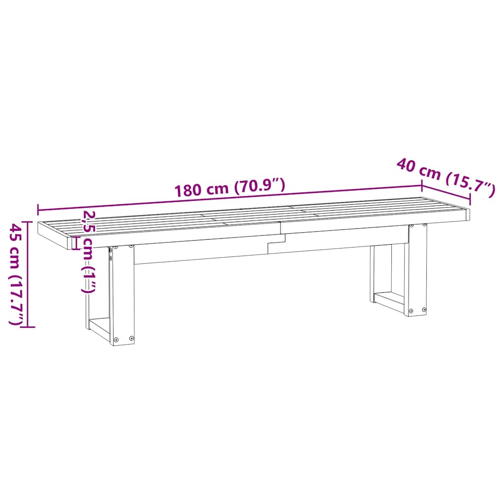 Panca Pranzo NOAIN Gambe a Forma U 180x40x45 cm Legno Massello | homemem39