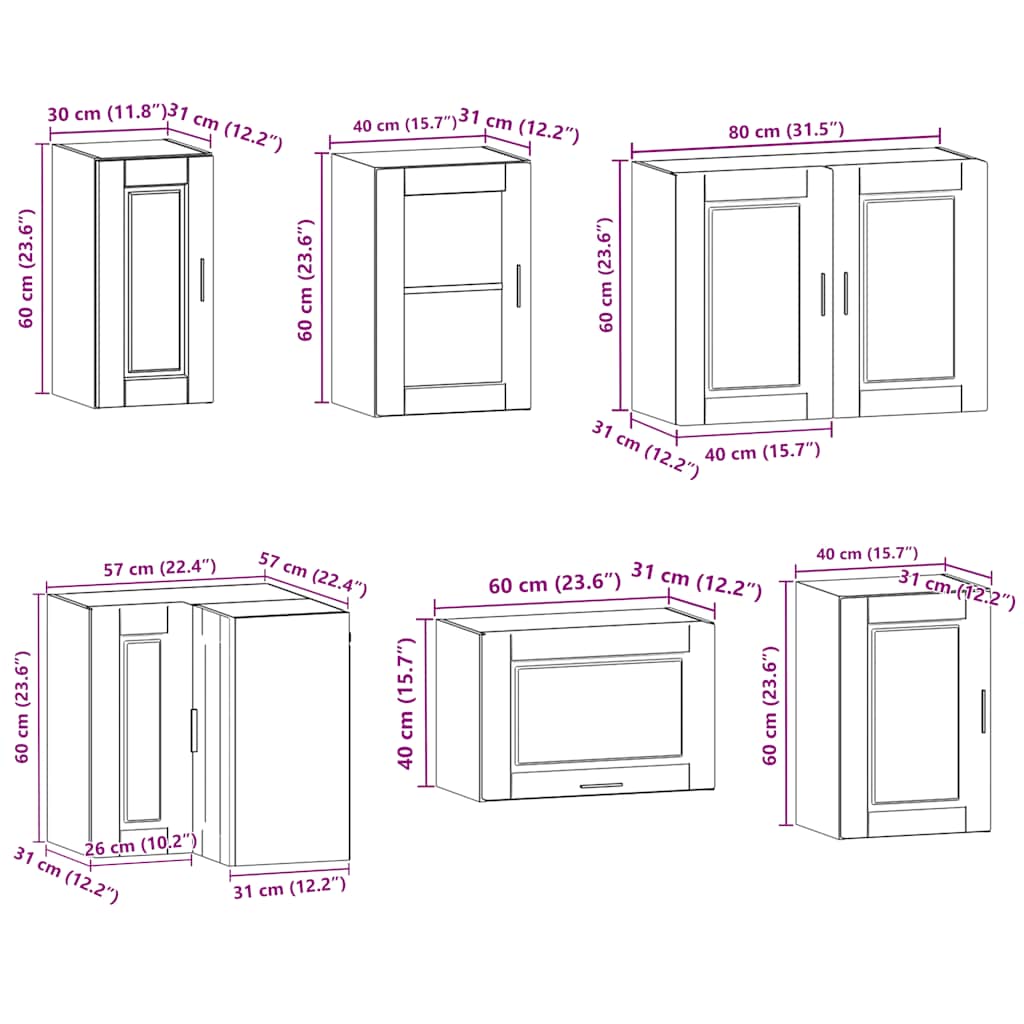 Set Mobili da Cucina 11 pz Porto Legno Antico in Truciolato | homemem39