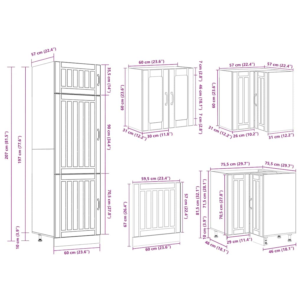 Set Mobili da Cucina 14 pz Lucca Grigio Sonoma in Truciolato | homemem39