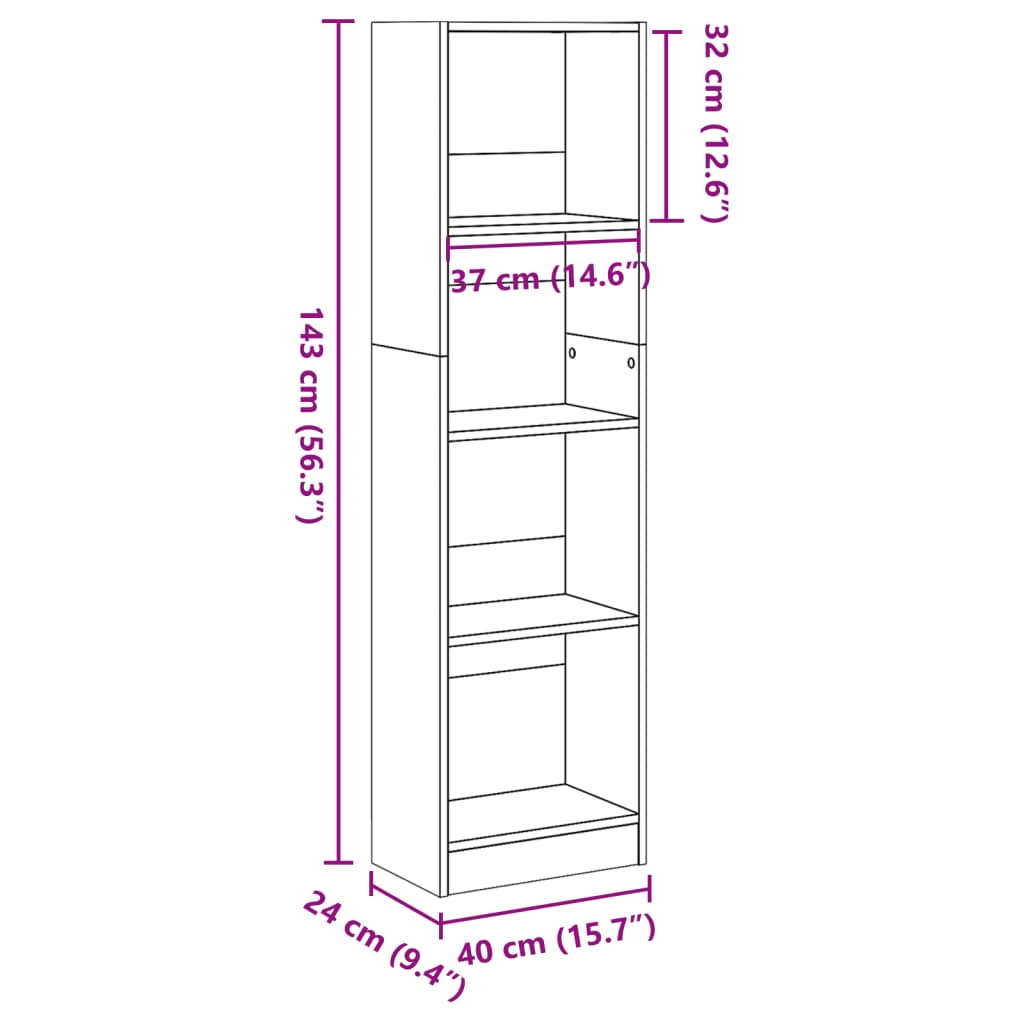 Libreria Legno Antico 40x24x143 cm in Truciolato | homemem39