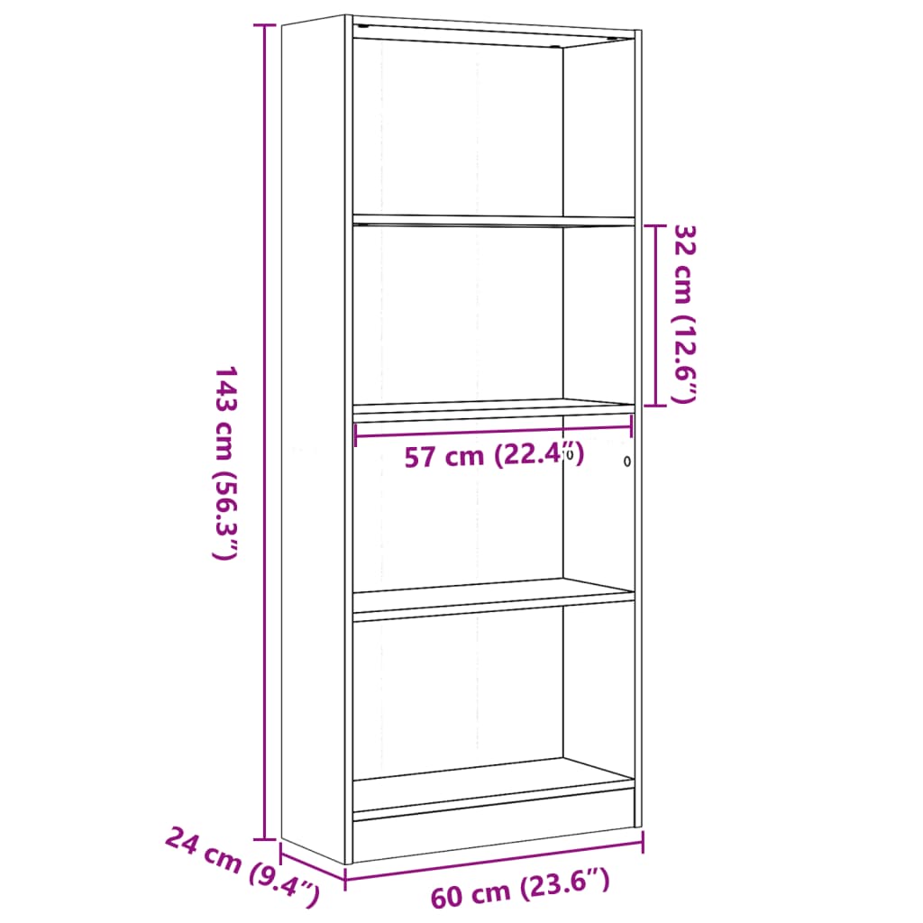 Libreria Bianca 60x24x143 cm in Legno Multistrato | homemem39