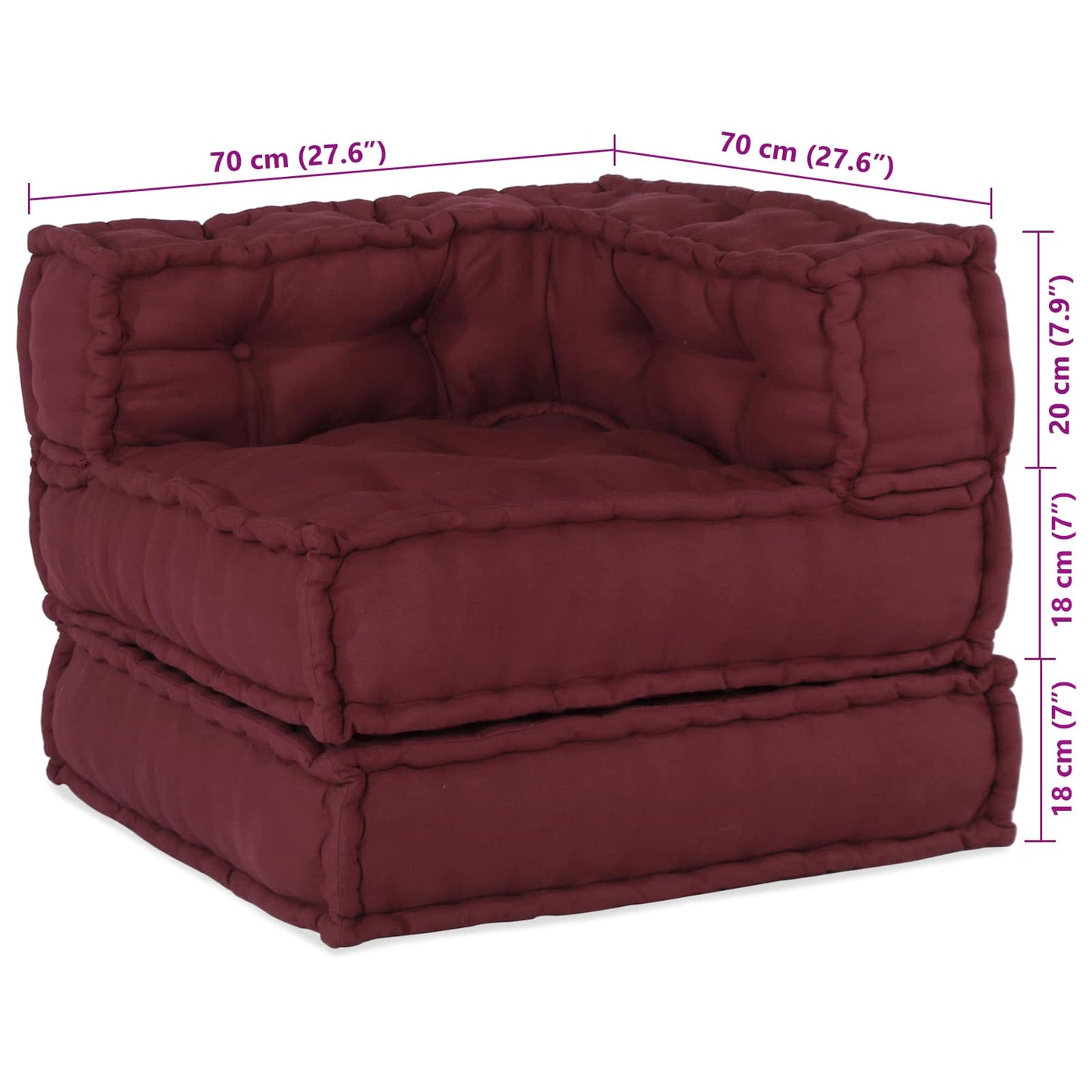 Unità di Divano Modulare 2 pcs Bordeaux 140 x 70 x 56 cm