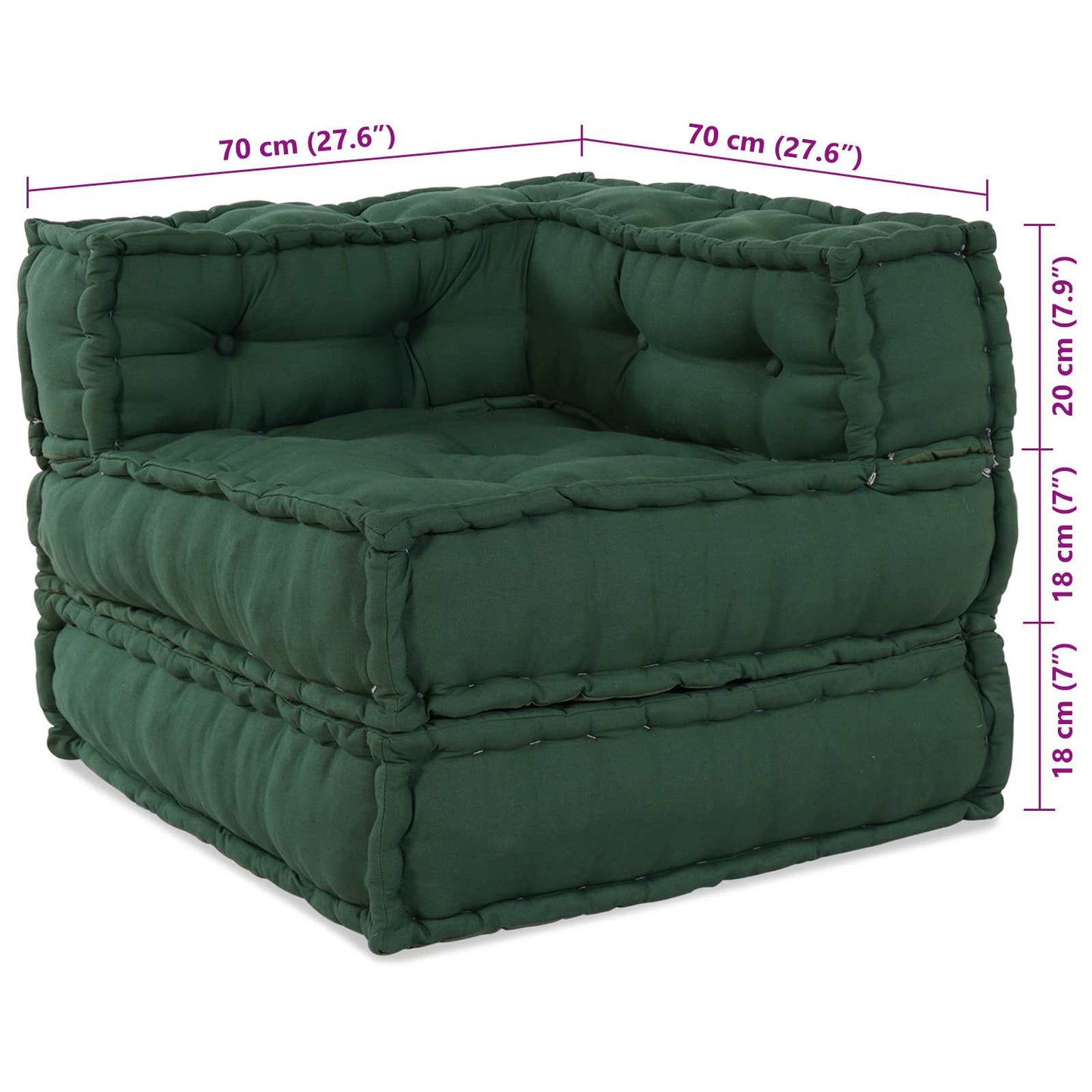 Unità di Divano Modulare 2 pcs Verde 140 x 70 x 56 cm Tessuto