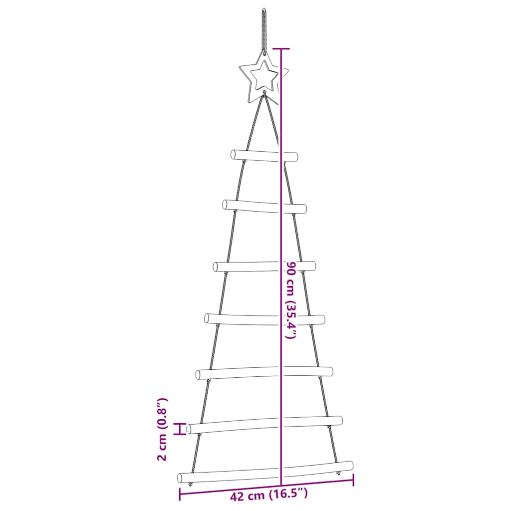 Alberi di Natale sospesi con stelle in alto 2 pz 42x90 cm Ramo naturale | homemem39