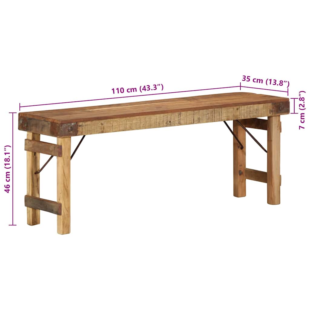 panchina Naturale 110 x 35 x 46 cm Legno Vecchio Recuperato