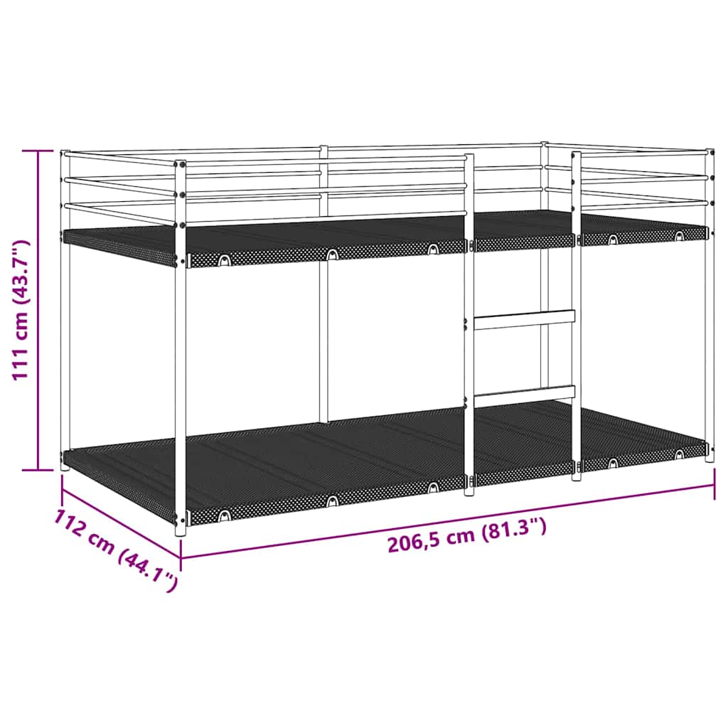 Letto a Castello senza Materasso Bianco 107x203 cm in Acciaio | homemem39