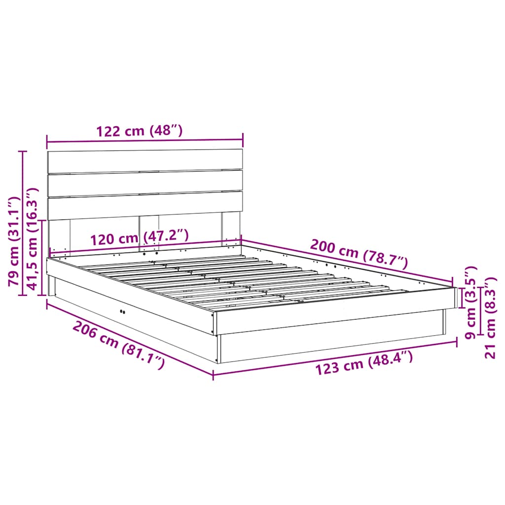 Struttura Letto con Testiera senza Materasso 120x200 cm | homemem39