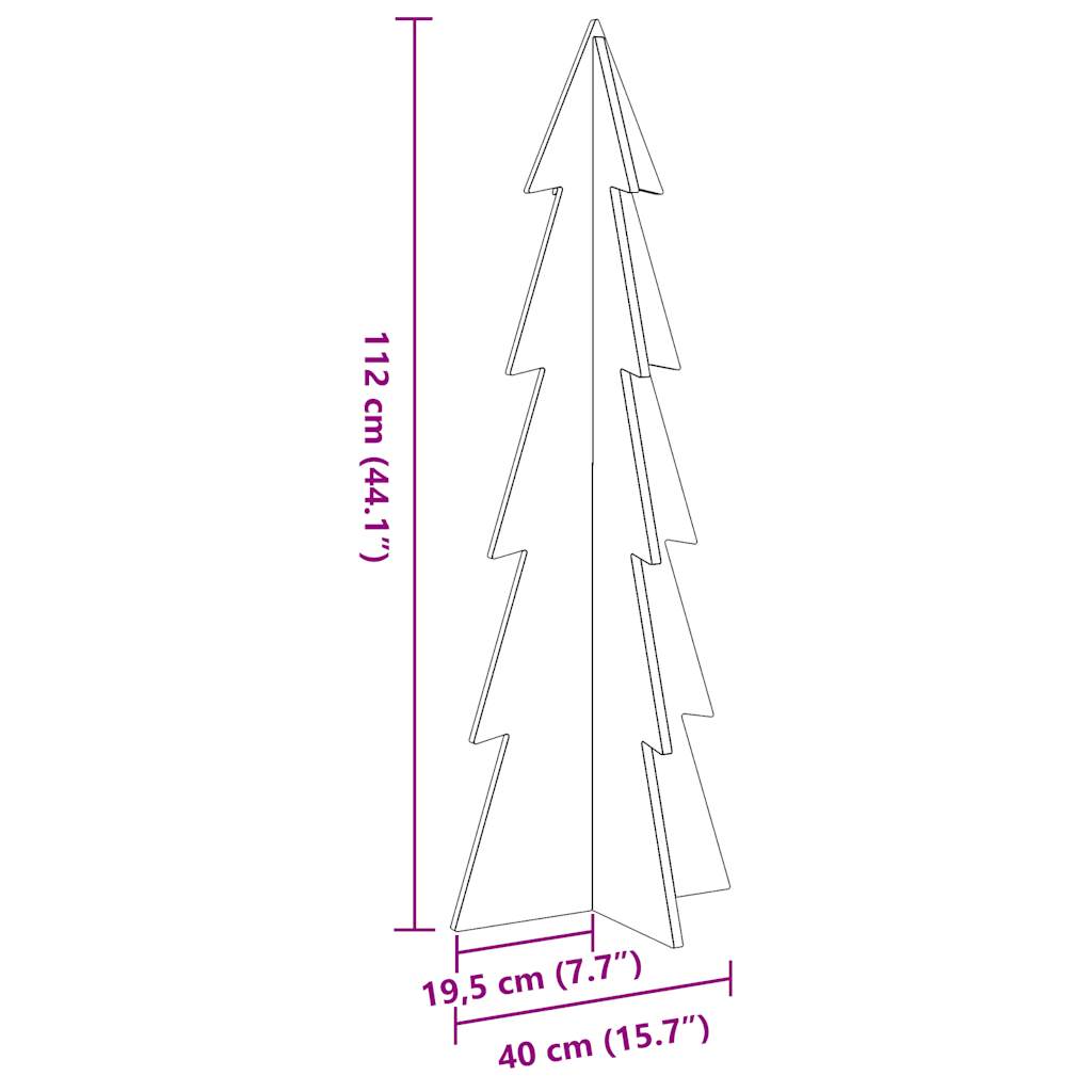 Albero di Natale Marrone Cera 112 cm in Legno Massello di Pino