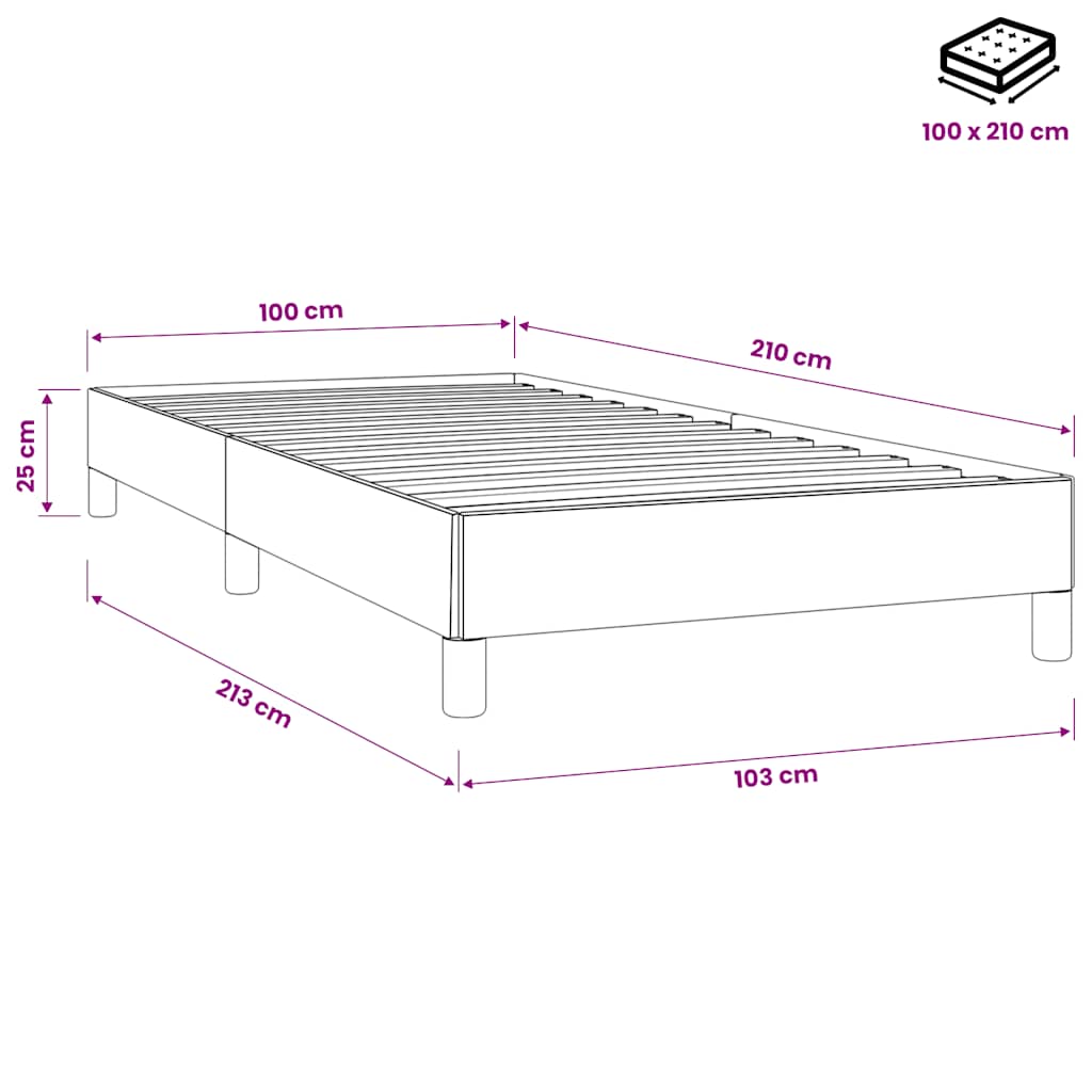 Giroletto a Molle senza Materasso Nero 100x210 cm in Velluto