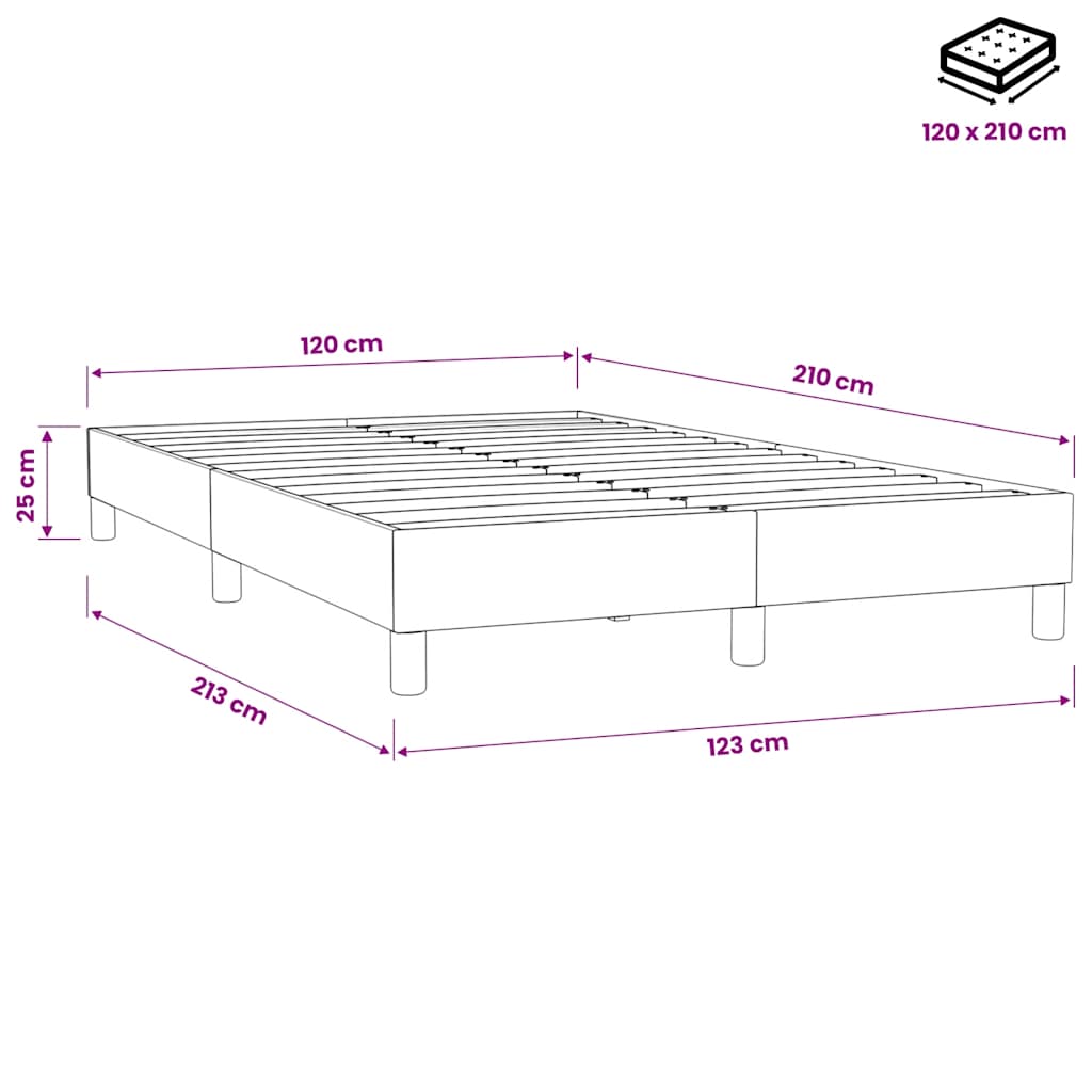 Giroletto a Molle senza Materasso Rosa 120x210 cm in Velluto